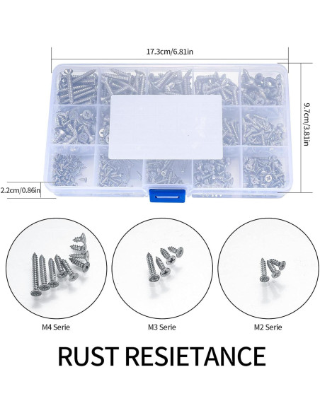 Kit de Tornillos Autoperforantes para Madera Qiwuhai 595 Piezas Kit de Tornillos Autoperforantes para Madera Qiwuhai 595 Piezas