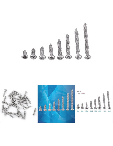 Juego de Tornillos Autoperforantes Joyzan M3 Acero Inoxidable 200pcs