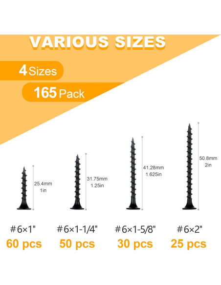 KURUI Kit de Tornillos para Paneles de Yeso 165 Piezas KURUI Kit de Tornillos para Paneles de Yeso 165 Piezas