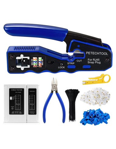 Herramienta de Crimpado RJ45 Passthrough PETECHTOOL CAT6 Todo en Uno