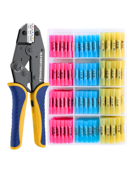 Herramienta de Crimpado Haisstronica HS-8327 + 200 Conectores Herramienta de Crimpado Haisstronica HS-8327 + 200 Conectores