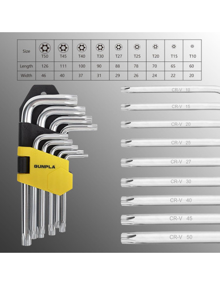 Juego de Llaves Allen Torx Gunpla 9 Piezas T10-T50 con Estuche Juego de Llaves Allen Torx Gunpla 9 Piezas T10-T50 con Estuche