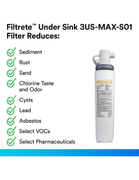 Sistema de Filtración de Agua Filtrete 3US-MAX-S01 Bajo Fregadero Sistema de Filtración de Agua Filtrete 3US-MAX-S01 Bajo Fregadero