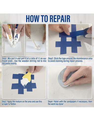 Kit de Reparación de Baño Cocomfix Blanco - Epoxi para Grietas y Rayones
