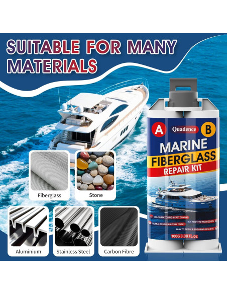 Kit de Reparación de Fibra de Vidrio Quadence para Barcos 150g Kit de Reparación de Fibra de Vidrio Quadence para Barcos 150g
