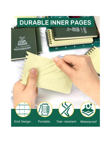 Cuadernos Impermeables Dynta 3x5 Verde - Paquete de 6