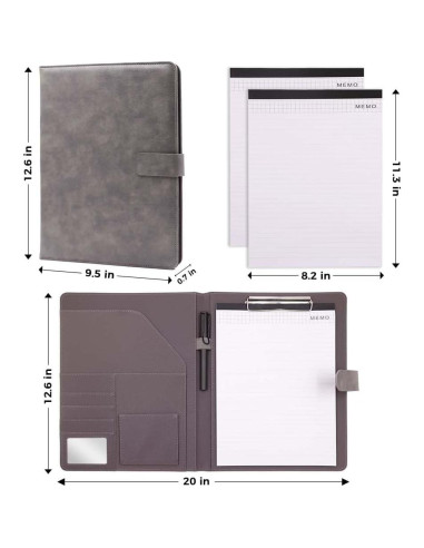 Carpeta Portafolio Sbrinnaliao A4 Cuero Sintético Gris