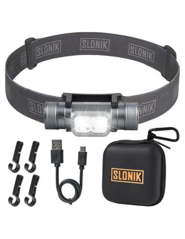 Linterna Frontal SLONIK 1000 Lúmenes Recargable Gris