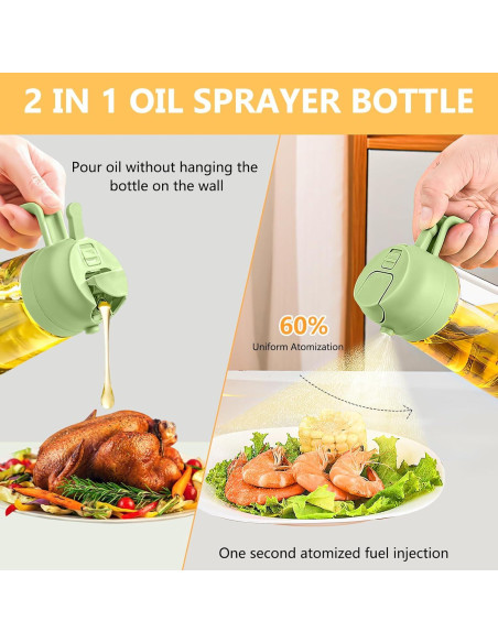 Botella dispensadora de aceite de vidrio 2 en 1 YOUSHEME 470ml Botella dispensadora de aceite de vidrio 2 en 1 YOUSHEME 470ml