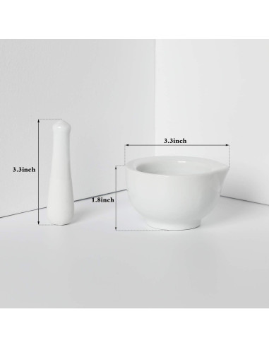 Mortero y Maja de Porcelana LEETOYI 8.4 cm Blanco