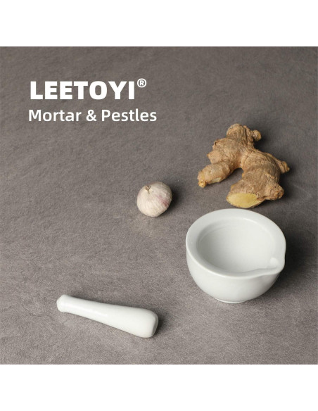 Mortero y Maja de Porcelana LEETOYI 8.4 cm Blanco Mortero y Maja de Porcelana LEETOYI 8.4 cm Blanco