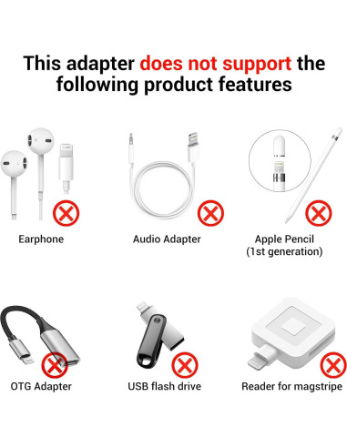 Adaptador Lightning a USB C Temdan 4 Pack Negro