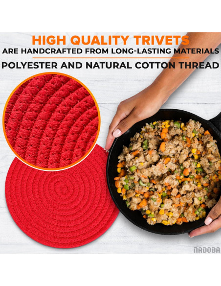 3 Almohadillas Rojas NADOBA para Platos Calientes - 30.5 cm 3 Almohadillas Rojas NADOBA para Platos Calientes - 30.5 cm
