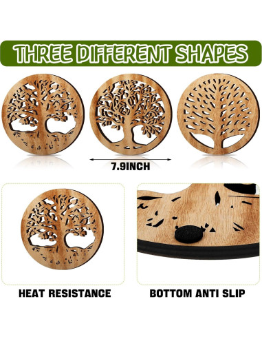 Juego de 3 Trivetes de Madera Beeveer 20.32 cm Redondos