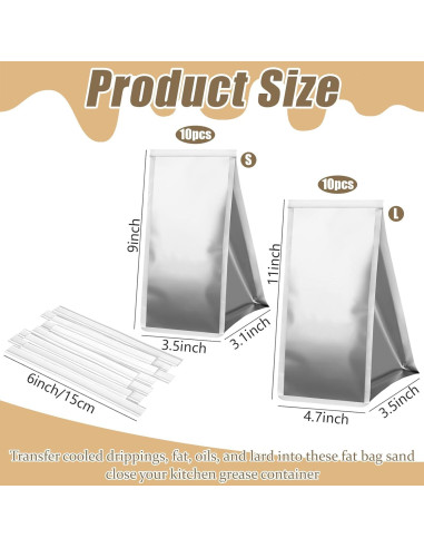 20 Bolsas Desechables de Aluminio Droutti para Grasa 3L