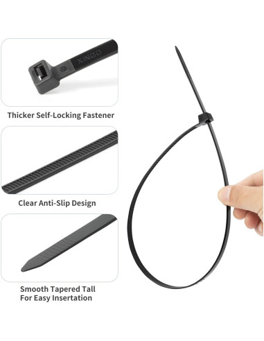 Cintas de Cierre XINGO 61 cm Negras Alta Resistencia 100 PCS