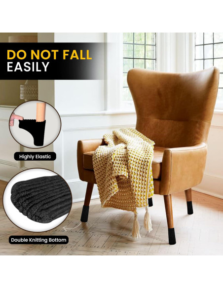 16 Calcetines Protectores de Silla IAMZAY Negros Antideslizantes 16 Calcetines Protectores de Silla IAMZAY Negros Antideslizantes