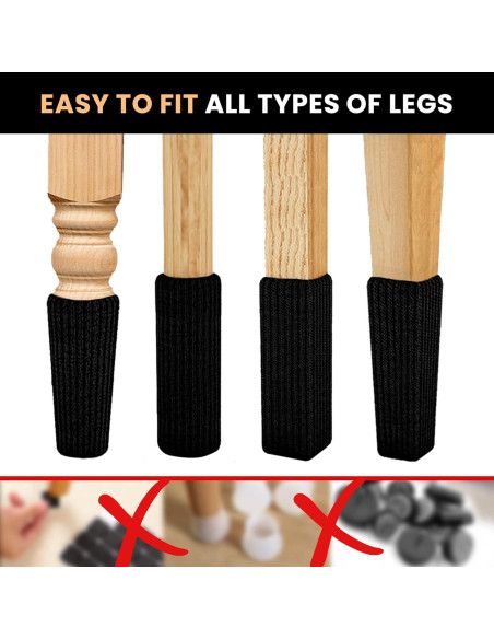 16 Calcetines Protectores de Silla IAMZAY Negros Antideslizantes 16 Calcetines Protectores de Silla IAMZAY Negros Antideslizantes