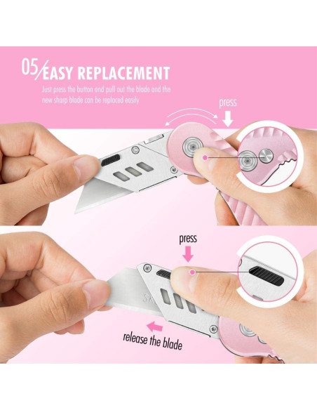 Cuchillo Utilitario Plegable FantastiCAR Rosa 16.5 cm con 5 Cuchillas Cuchillo Utilitario Plegable FantastiCAR Rosa 16.5 cm con 5 Cuchillas