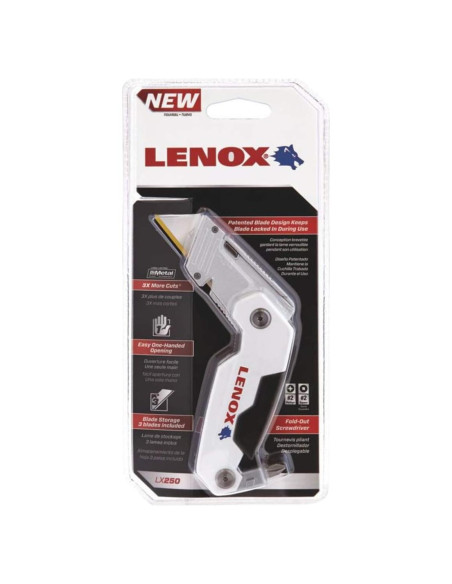 Cuchillo de Utilidad Lenox LX250 con 3 Hojas y Mango de Goma Cuchillo de Utilidad Lenox LX250 con 3 Hojas y Mango de Goma