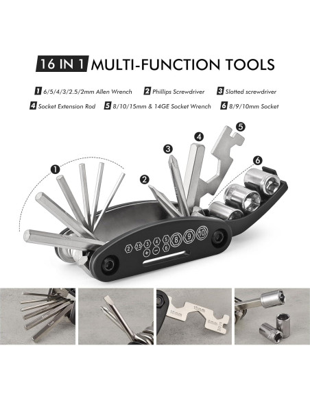 Kit de Herramientas para Bicicleta COTOUXKER 16 en 1 Compacto Kit de Herramientas para Bicicleta COTOUXKER 16 en 1 Compacto