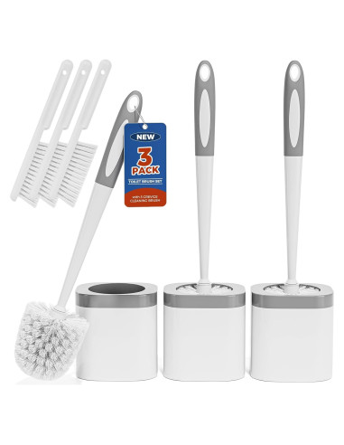 Juego de 3 Cepillos de Inodoro Holaloha con Soporte Blanco
