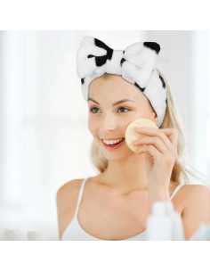 Diadema Huachi Spa Estampado de Vaca para Cuidado Facial 2