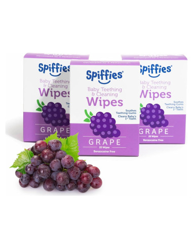 Toallitas Dentales Spiffies para Bebés - Sabor Uva, 20 Unidades