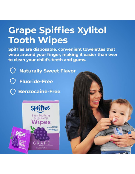Toallitas Dentales Spiffies para Bebés - Sabor Uva, 20 Unidades Toallitas Dentales Spiffies para Bebés - Sabor Uva, 20 Unidades