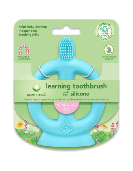 Cepillo de Dientes de Aprendizaje Green Sprouts Aqua 100% Silicona Cepillo de Dientes de Aprendizaje Green Sprouts Aqua 100% Silicona