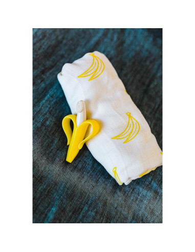 Manta de Muselina 100% Algodón Baby Banana + Cepillo Bebé
