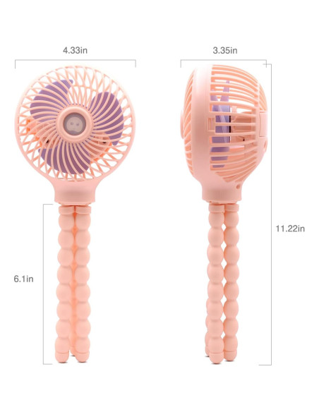 Ventilador Mini TRELC Rosa 4000mA Portátil Recargable 3 Velocidades Ventilador Mini TRELC Rosa 4000mA Portátil Recargable 3 Velocidades