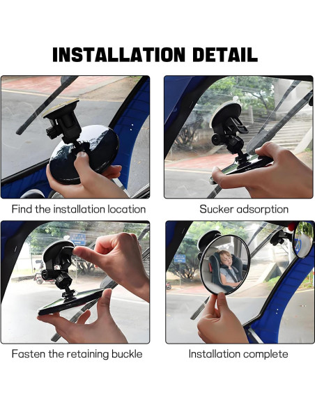 Espejo de Coche para Bebés Ongfuwu Ajustable 360 Negro Espejo de Coche para Bebés Ongfuwu Ajustable 360 Negro