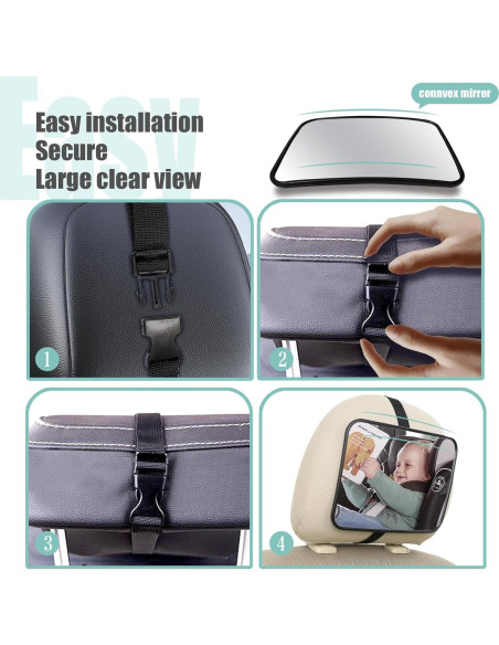 Espejo de Coche para Bebé Vehequny Irrompible Ajuste Universal Espejo de Coche para Bebé Vehequny Irrompible Ajuste Universal
