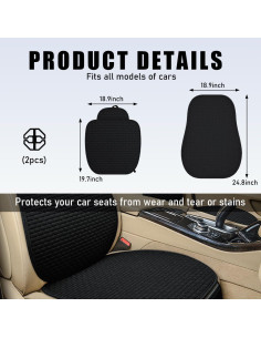 Funda de Asiento de Coche Yourkar 4 PCS Transpirable Negro 2
