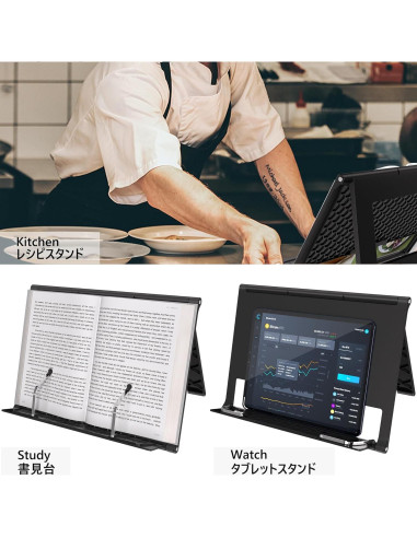 Soporte de Libro Ajustable Readaeer Negro para Libros Gruesos