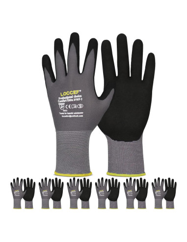 Guantes de Trabajo LOCCEF Nitrilo MicroFoam Grises 6 Pares