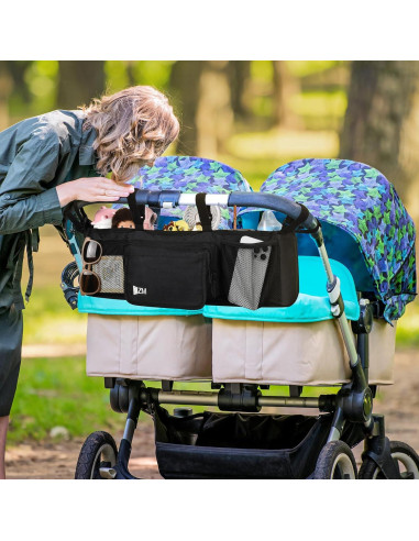 Organizador Doble para Carriola ZZM Nylon Premium 6 Compartimentos