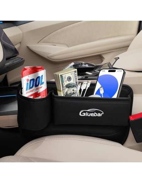 Organizador de Asientos de Coche Gluebar - Cuero Premium Negro Organizador de Asientos de Coche Gluebar - Cuero Premium Negro