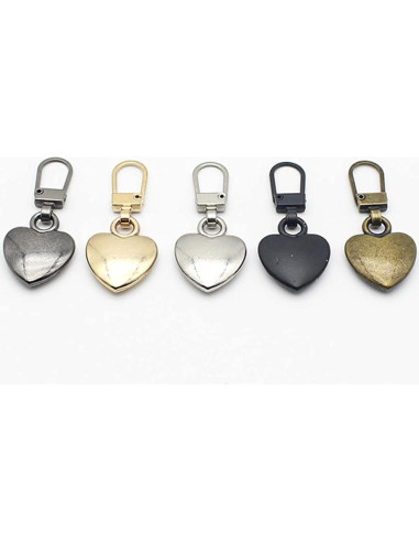 5 Reemplazos Tiradores de Cremallera Corazón Multicolor JJLFresheners