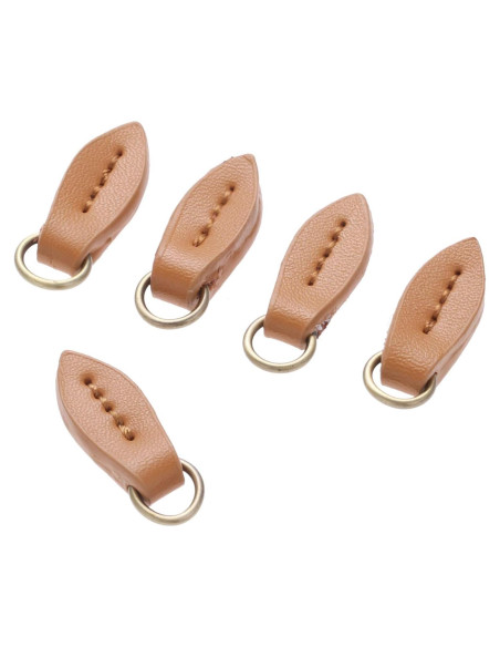 5 Tiradores de Cremallera de Cuero Marrón Yetaha 33x11mm 5 Tiradores de Cremallera de Cuero Marrón Yetaha 33x11mm