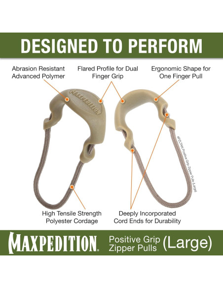 Tiradores de Cremallera MAXPEDITION PZL Grande Beige - Paquete de 6 Tiradores de Cremallera MAXPEDITION PZL Grande Beige - Paquete de 6