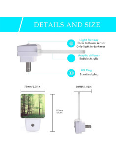 Luz Nocturna LED Oeaskly Bosque Brumoso 0.5W con Sensor 2