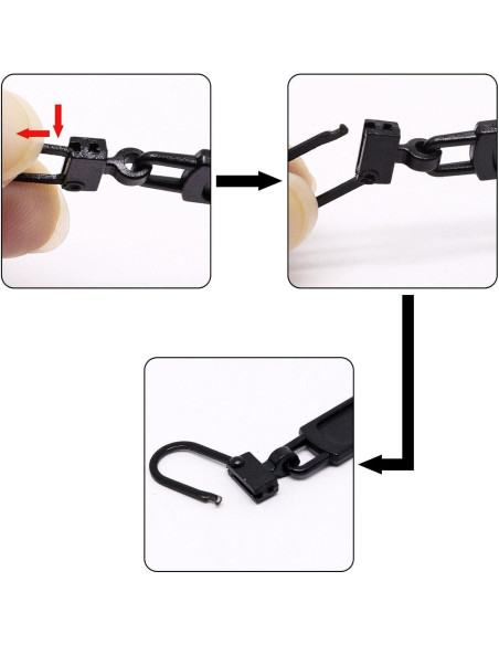 Kit de 2 Tiradores de Cremallera de Metal Negro Jizlan Kit de 2 Tiradores de Cremallera de Metal Negro Jizlan