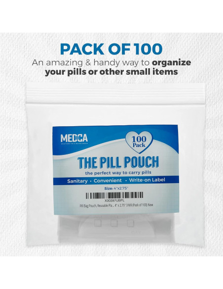 Bolsas de Pouch para Pastillas MEDca - 100 Unidades 10.16x6.99cm Bolsas de Pouch para Pastillas MEDca - 100 Unidades 10.16x6.99cm