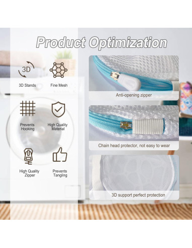 8 Bolsas de Lavado Sujetadores CHPPEY Azul 32A-36C