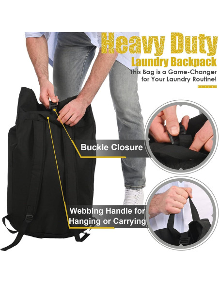Bolsa de lavandería tipo mochila zhido 115L negra resistente Bolsa de lavandería tipo mochila zhido 115L negra resistente