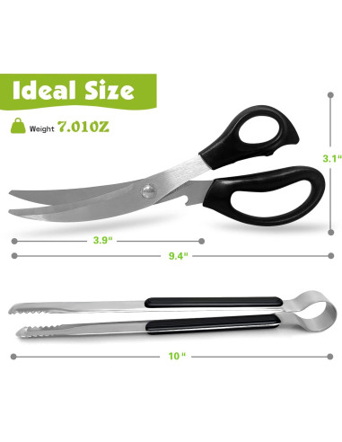 Juego de Tijeras y Pinzas de Cocina Weogot - Acero Inoxidable