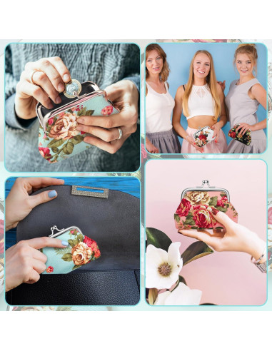 16 Monederos Florales de Lienzo SilTriangle 10x7.6 cm