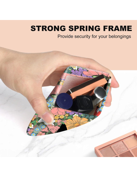 Monedero Pequeño de Cuero Sintético TLQ24 - Diseño Floral y Gato